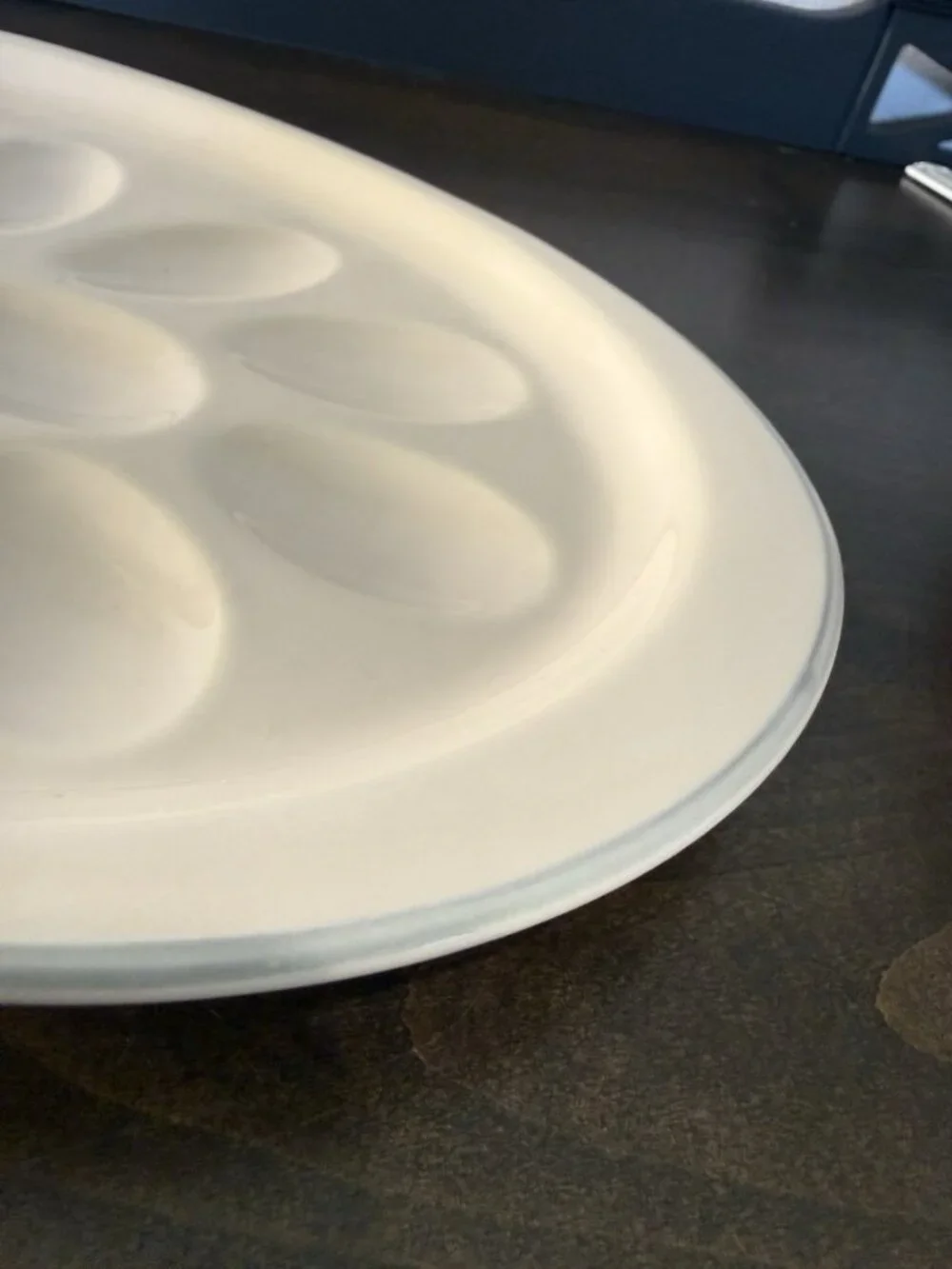 Vintage White Oval Deviled Egg Plate Holds 12 Eggs with Deviled Egg Fork